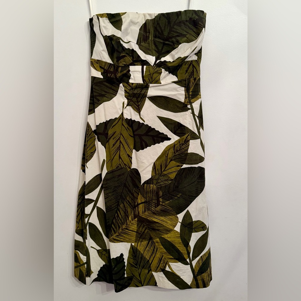New York & Company leaf print strapless dress